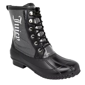 Juicy Couture Black Glitter Waterproof Insulated Duck Winter Snow Boots Size 9